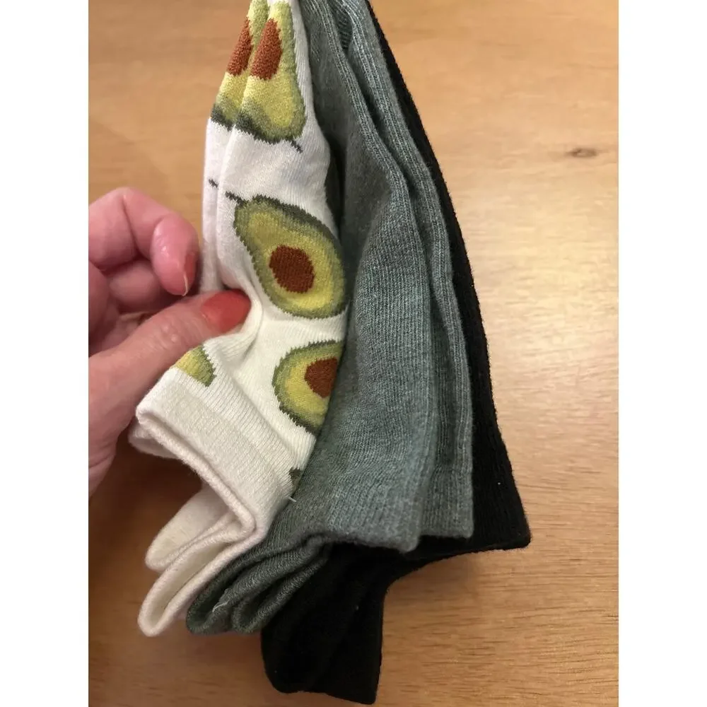 New Womens 3 Pairs A New Day Avacado 🥑Print low cut socks shoe size 4-10